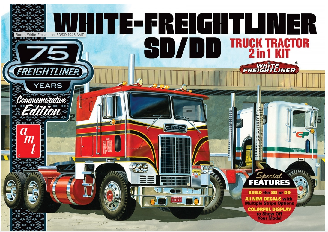 AMT | No. 1046 | 1:25 White-Freightliner SD/DD Truck Tractor 2 in 1 kit