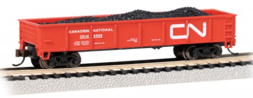 Model train car with 'Canadian National' branding on a track