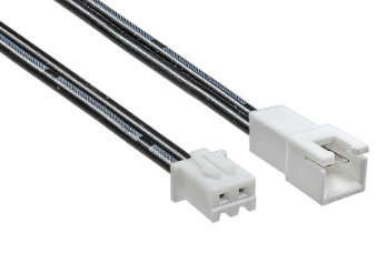 A black multi-core cable with white plastic connector ends, shown on a plain white background.