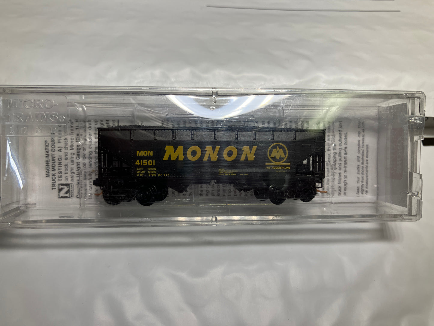 Micro Trains 05500370 N Scale Monon 33' Twin Bay Hopper w/ Coal Load (Used)