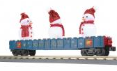 MTH 30-72230 O Gauge RailKing Blue Gondola Car w/LED Christmas Lights & Lighted Snowmen