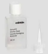A 50ml bottle of smoke fluid for model trains with a label that includes the brand name 'Marklin' and product details.