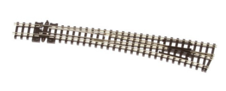 Model train track piece on a white background