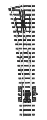 Model train tracks on a white background