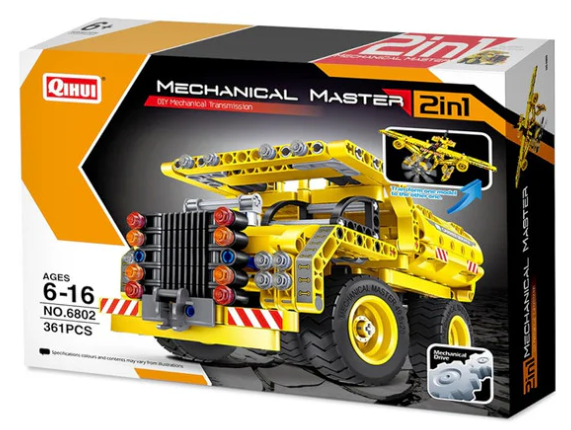 Qihui 6802 Mechanical Master Engineering Dump Truck + Aircraft 2in1 Vehicle Kit