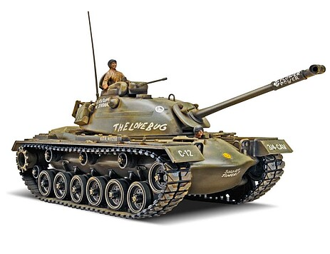 Model tank with 'The Love Bug' and 'C-12' markings on a white background