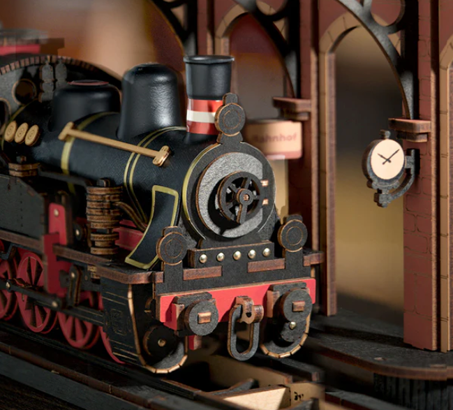 Detailed model of a steam locomotive with intricate design elements.