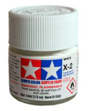 Model paint can with X-2 label on a white background