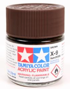 Tamiya acrylic paint can with brown color swatch