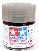 Tamiya acrylic paint can with gray color swatch
