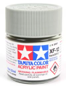 Tamiya color acrylic paint can with XF-32 color on a white background