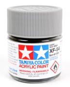 Tamiya Color acrylic paint bottle with gray color code on a white background
