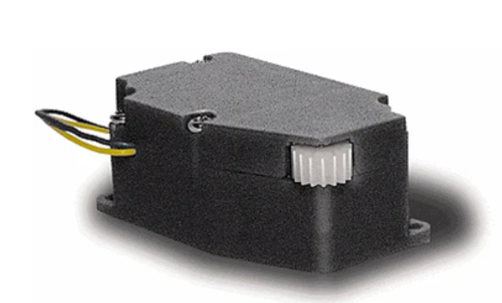 Black electronic module with wires on a white background