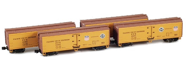 AZL 40' PFE Wooden Reefer 4-Car Set (900801-4) Z Scale