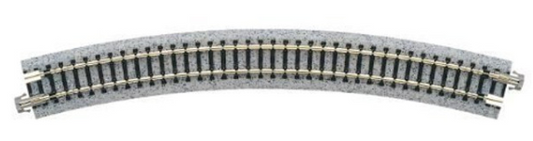 A set of Kato N Scale Unitrack, featuring a 30-degree curve and 15-inch radius, in gray color.