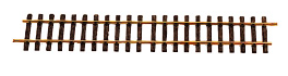 A section of brown toy train track made of solid brass, designed for indoor and outdoor use.