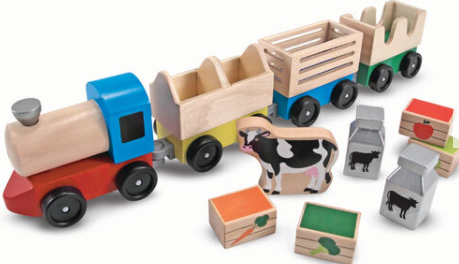 Melissa & Doug Wooden Farm Train Toy Set