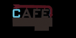 An illuminated horizontal cafe sign with the word 'CAFE' written in capital letters.
