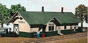 American Model Builders 127 HO Scale Union Pacific Standard 24 x 64' Depot - Oregon Shortline Version - 10 x 3-1/2 x 2-1/3" 25.4 x 8.9 x 5.9cm