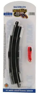 BACHMANN #44402 18" RADIUS TERMINAL RERAILER WITH WIRE E-Z STEEL TRACK ON BLACK ROADBED (1/CARD)