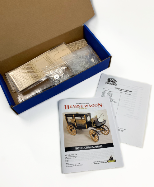 Model Trailways 1895 Horse-Drawn Hearse Wagon Wood & Metal Model Kit 1:12 Scale