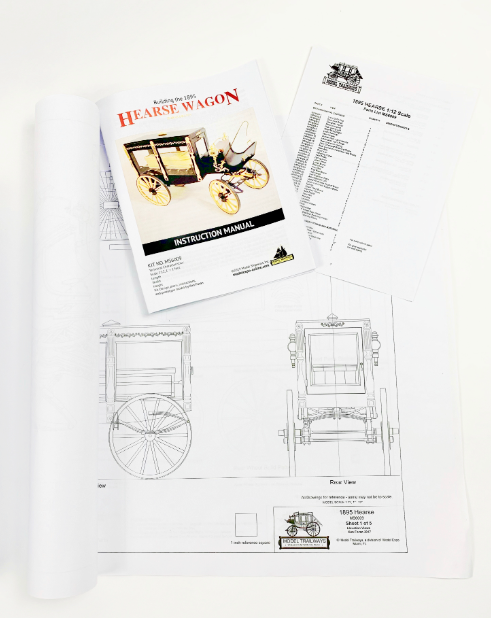 Model Trailways 1895 Horse-Drawn Hearse Wagon Wood & Metal Model Kit 1:12 Scale