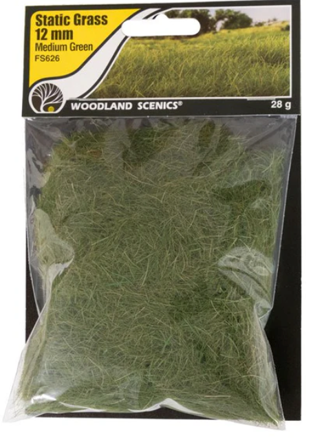 12mm Static grass med green