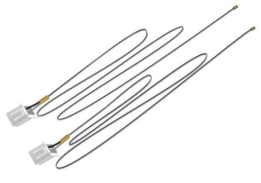 Two red LED nano lights with 24-inch cables, designed for model train accessory use.