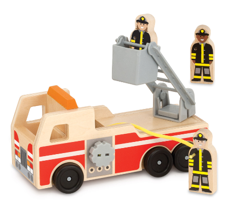 Melissa and Doug Classic Wooden Fire Truck Play Set 9391