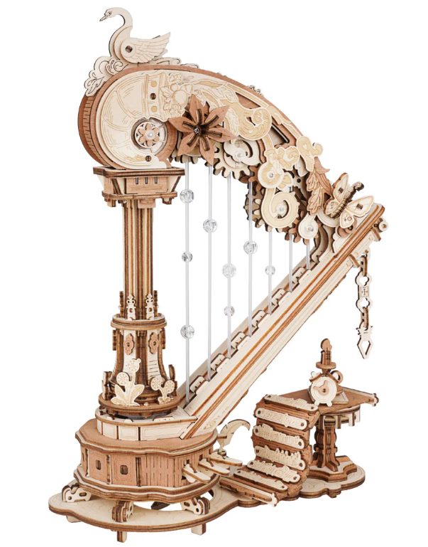 Harp Music box on white background