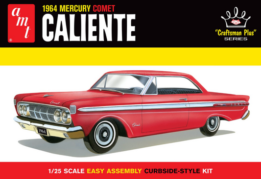 Model car kit box for a 1964 Mercury Comet Caliente with red car and yellow and black text.