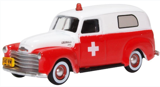 Oxford Diecast HO 87CV50001 1950 Chevrolet 3100 Panel Van, Ambulance