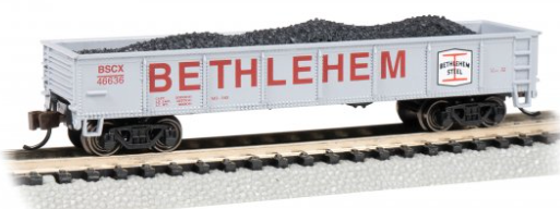Model train car with 'Bethlehem' branding on a track
