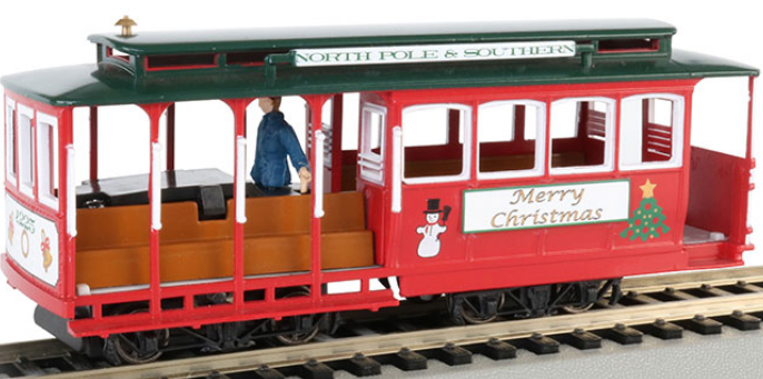 BACHMANN #60535 CABLE CAR WITH GRIP MAN - CHRISTMAS