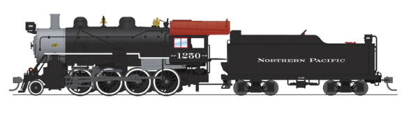 Model of a Northern Pacific steam locomotive on a white background
