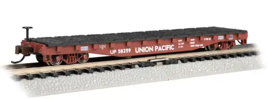 Model train car with 'Union Pacific' branding on a track