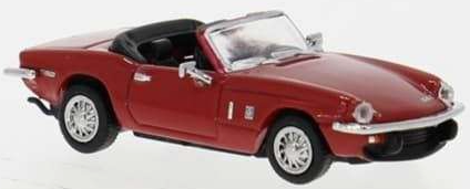 A red convertible sports car model with a black interior, silver chrome wheels, and a clear windshield, shown against a plain white background.