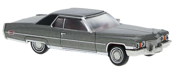 A metallic gray diecast model car, styled like a classic American sedan, shown from a three-quarters front angle on a plain white background.