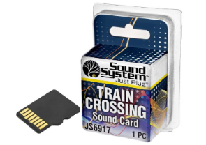 Sound System Train Crossing Sound Card JS6917, shown with its retail blister packaging on a plain white background.