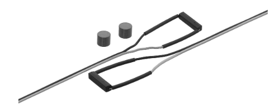 A pair of black and gray loop handles with two gray cylindrical weights, shown on a plain white background.