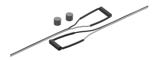 A pair of black and gray loop handles with two gray cylindrical weights, shown on a plain white background.