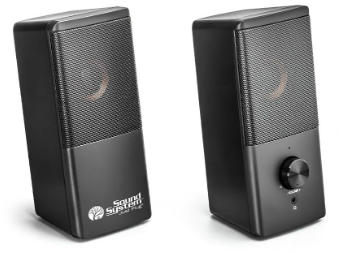A pair of black Sceptre Super S1000 computer speakers shown from the front and side angles on a plain white background.