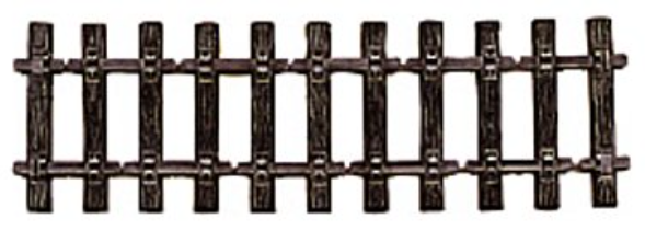Model train track piece with wooden texture