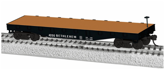 Model train car on a track with 'Bethlehem' branding