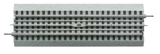 A section of gray toy train track with a central magnet and control rails, designed for the LIONEL Fastrack system.