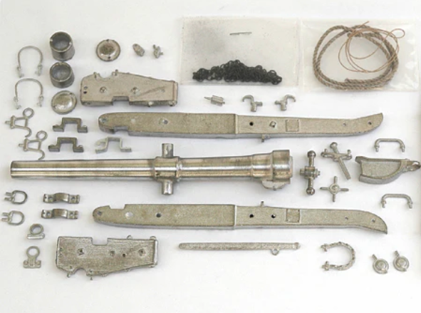 Mechanical parts and components on a white background