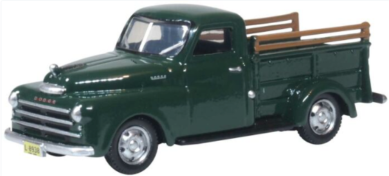 Oxford Diecast HO 87DP48002 1948 Dodge B-1B Pickup Truck, Dark Green