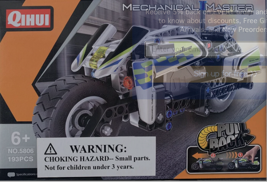Qihui 5806 Tech Bricks Police Motorcycle STEM Pull Back 193pc
