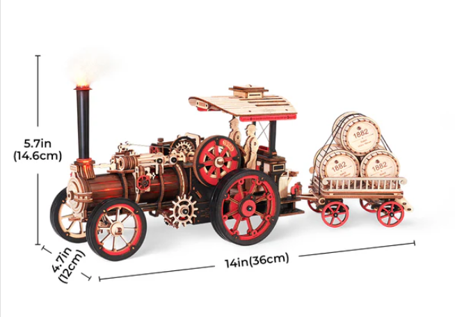 Steam tractor with load dimensions
