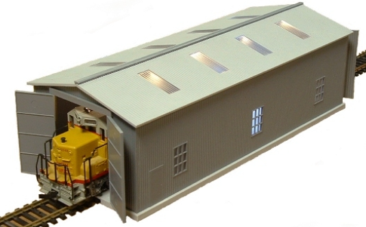 Rail Town HO 2912 "Run Through" Locomotive Maintenance Shed with Welding Effects Kit